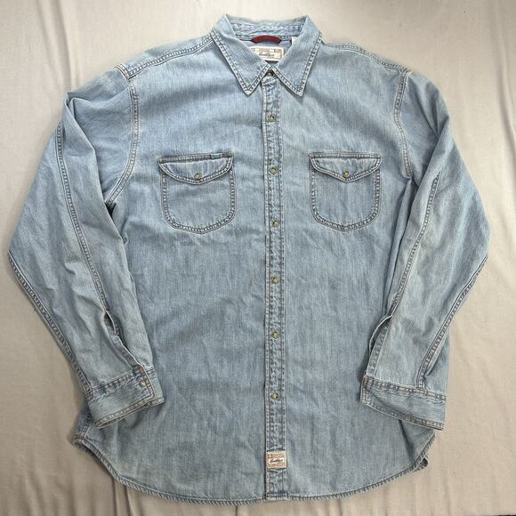 Levi Strauss Shirt Mens XL Denim Western Pearl Snap Long Sleeve Casual - Picture 1 of 13
